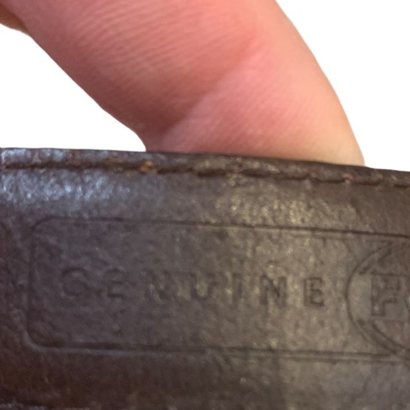 Fossil Brown Leather Belt Silver/Gold Buckle Sz M - Picture 9 of 9